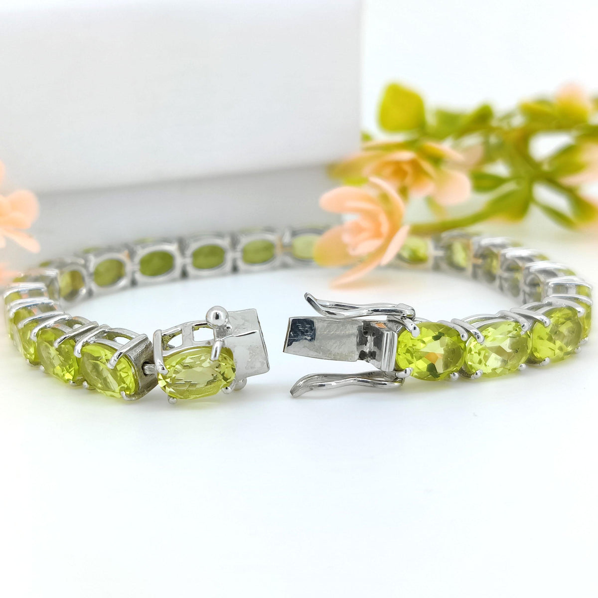 Lemon Topaz Tennis Bracelet: Oval 8x6mm, Sterling Silver November Birthstone