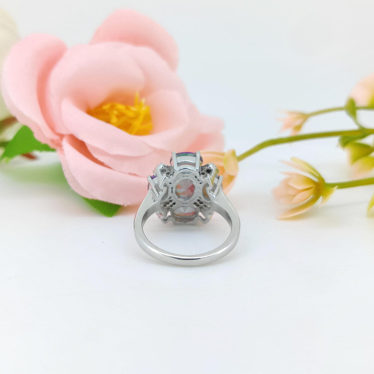Natural Mystic Topaz Ring-925 Sterling Silver Jewelry-Cubic Zircon-November Birthstone