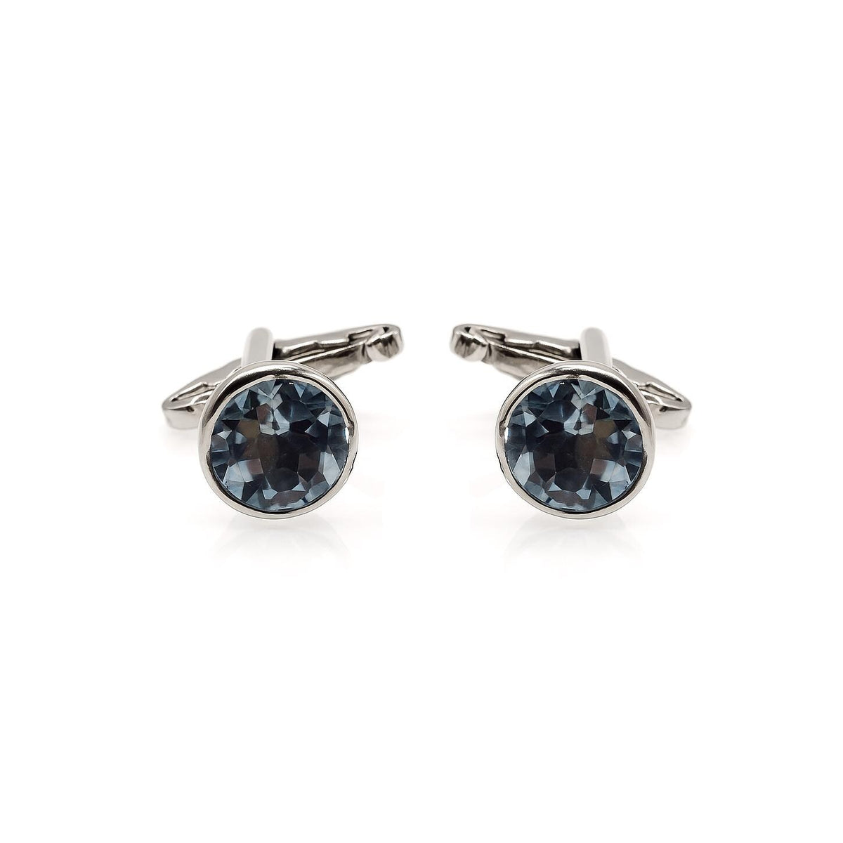 Sky Blue Topaz Cufflinks: 925 Sterling Silver Men's Jewelry