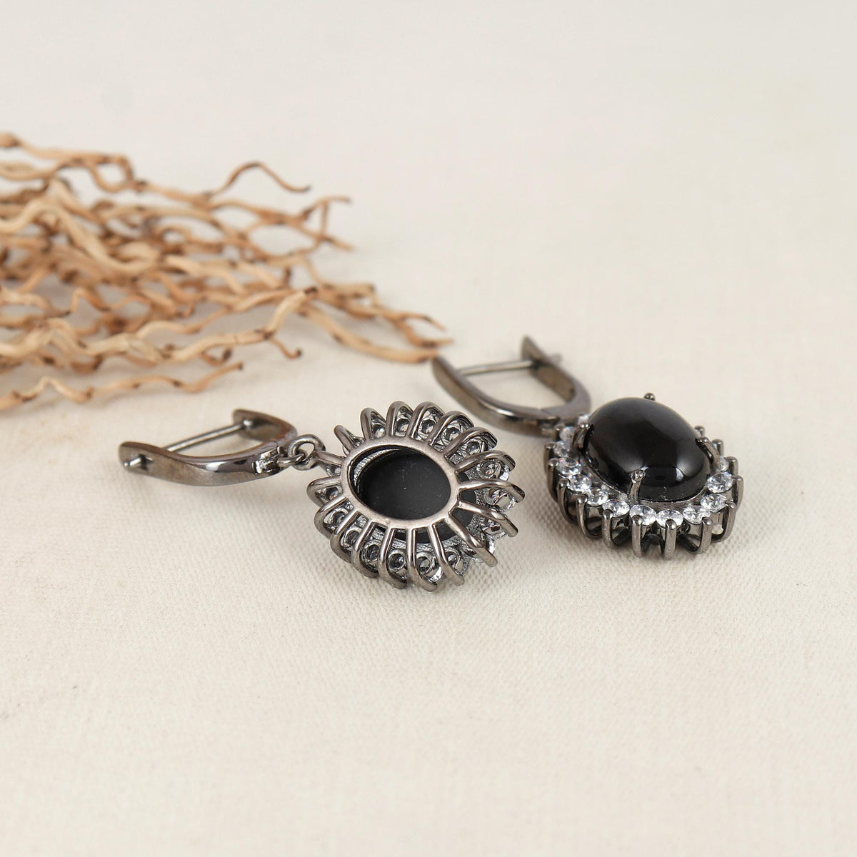 Black Onyx Sterling Silver Dangle Earrings: December Birthstone