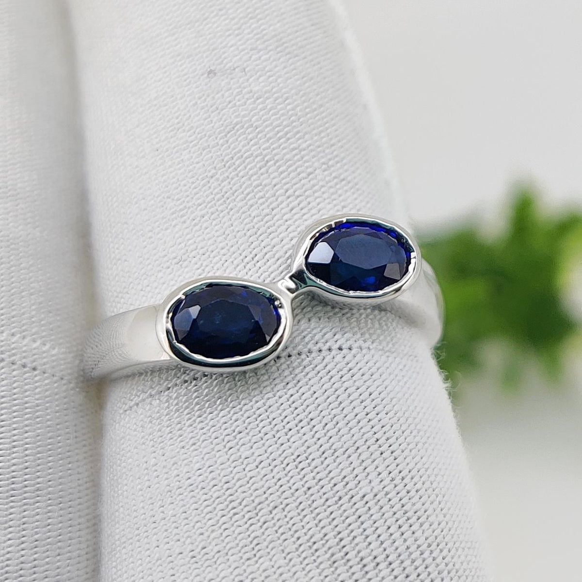 Sterling Silver Oval Blue Sapphire Ring, September Birthstone, Minimalist Gemstone Jewelry