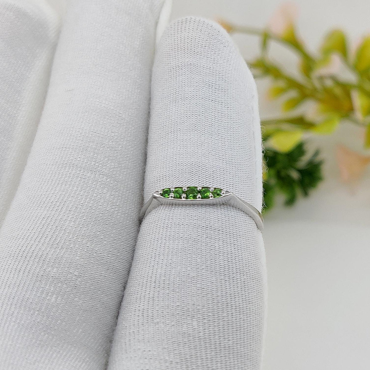 Sterling Silver Tsavorite Ring Unique Handmade Green Gemstone