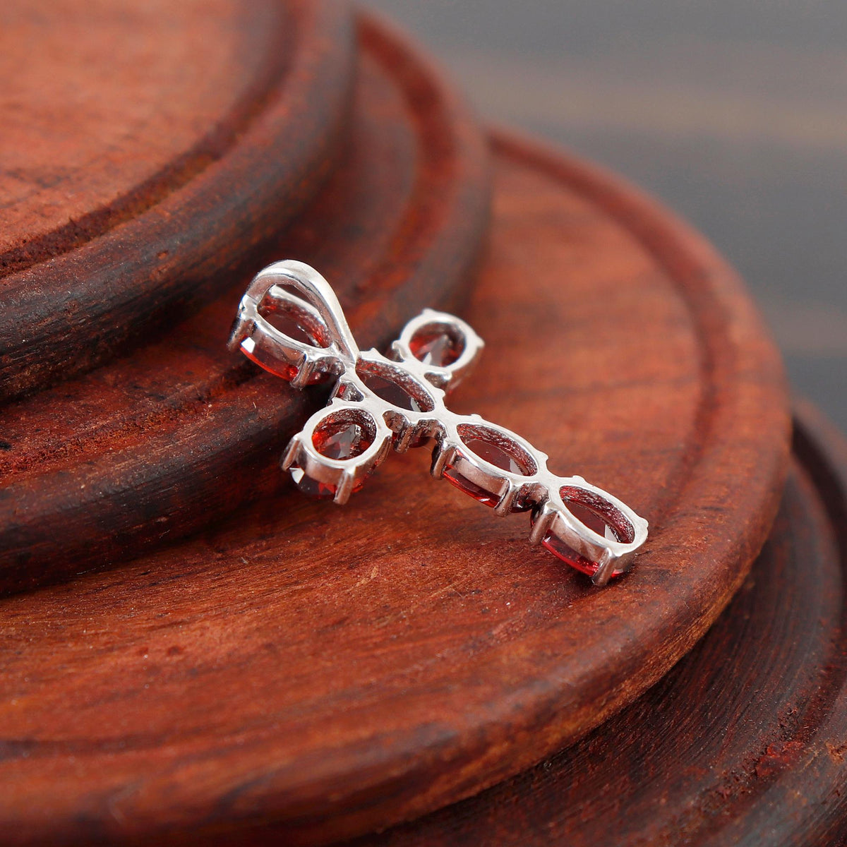 Sterling Silver Garnet Holy Cross Pendant, January Birthstone Jewelry Necklace