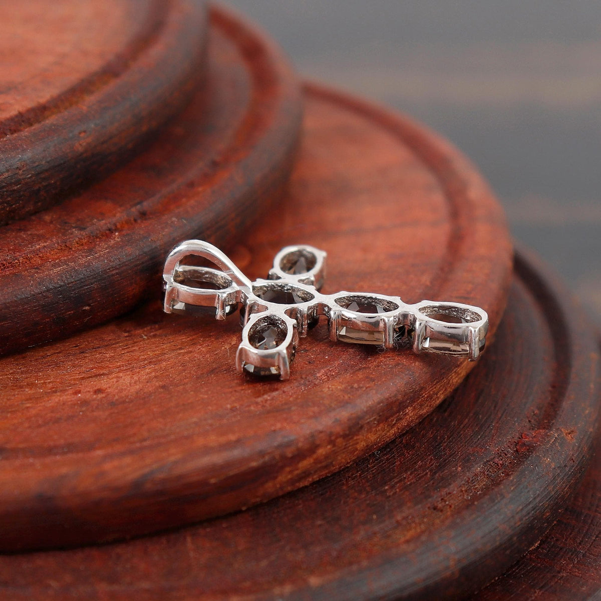 Smoky Quartz Cross Pendant Sterling Silver Holy Cross Jewelry