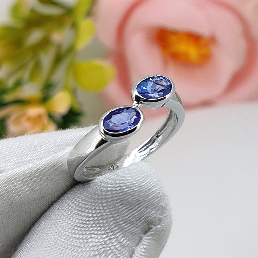 Natural Tanzanite Sterling Silver Ring Boho Handmade Gemstone luxury jewelry