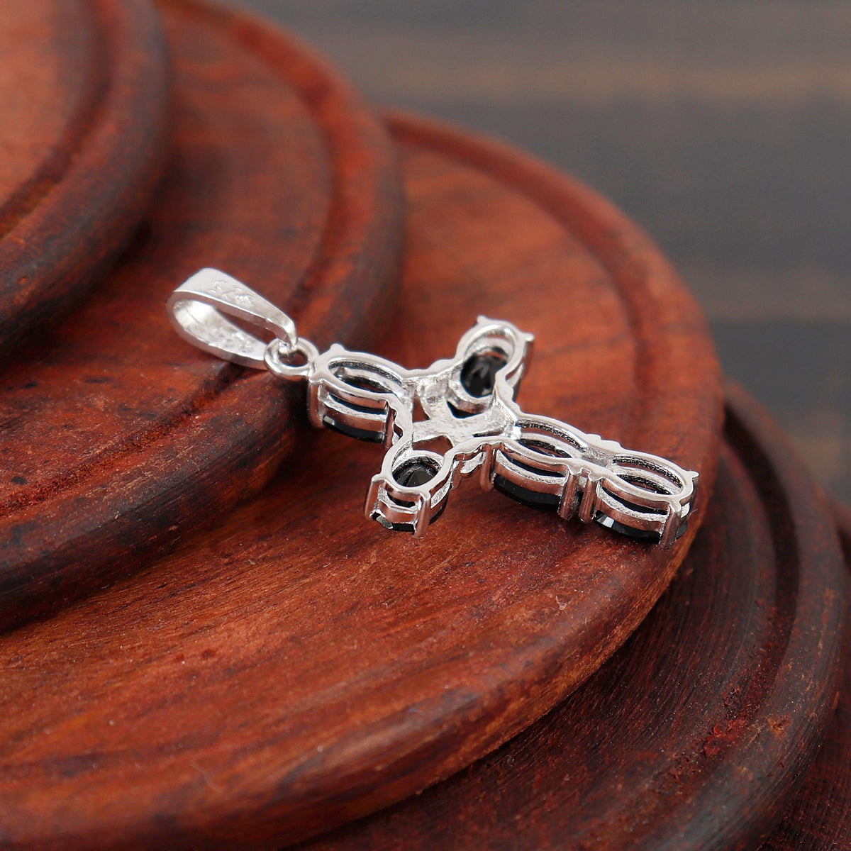 Black Onyx Cross Pendant: Sterling Silver Holy Cross Necklace Christmas Gift Her