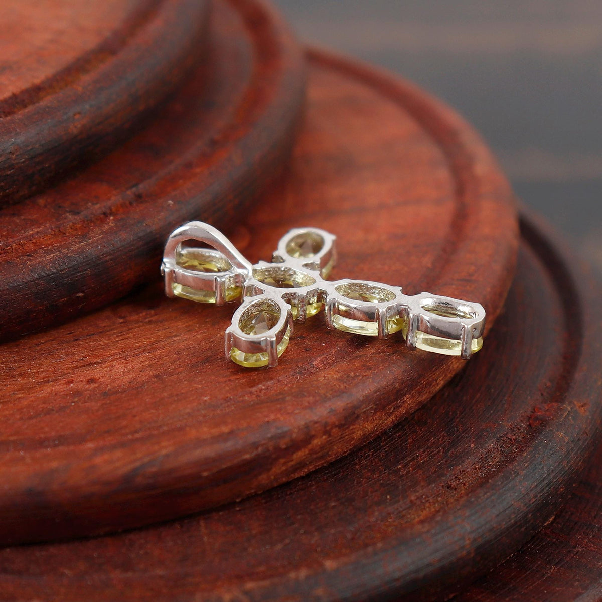 Lemon Topaz Cross Pendant, Sterling Silver Holy Cross Necklace Christmas