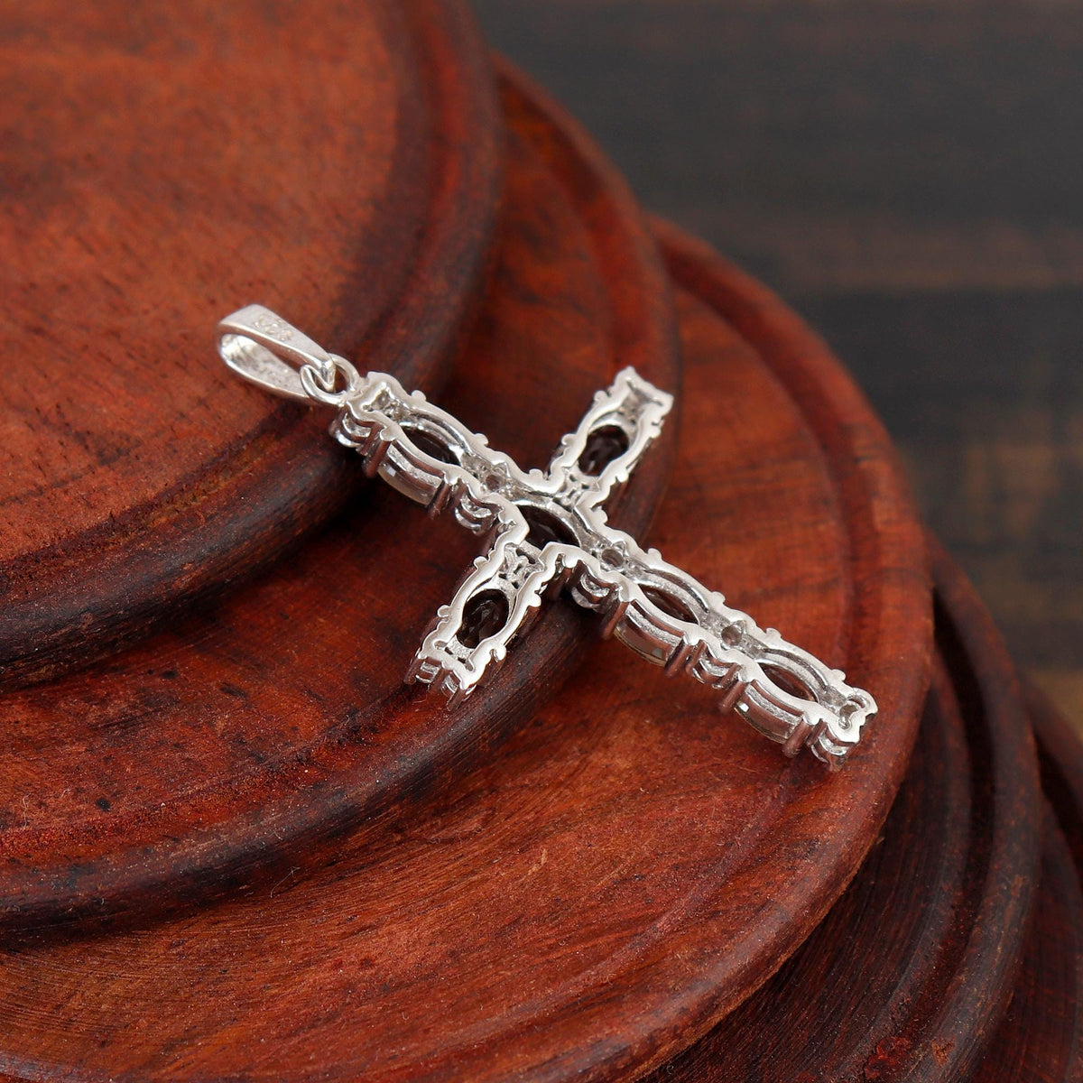 Natural Smoky Quartz Silver Cross Pendant, Sterling Silver Faith Jewelry