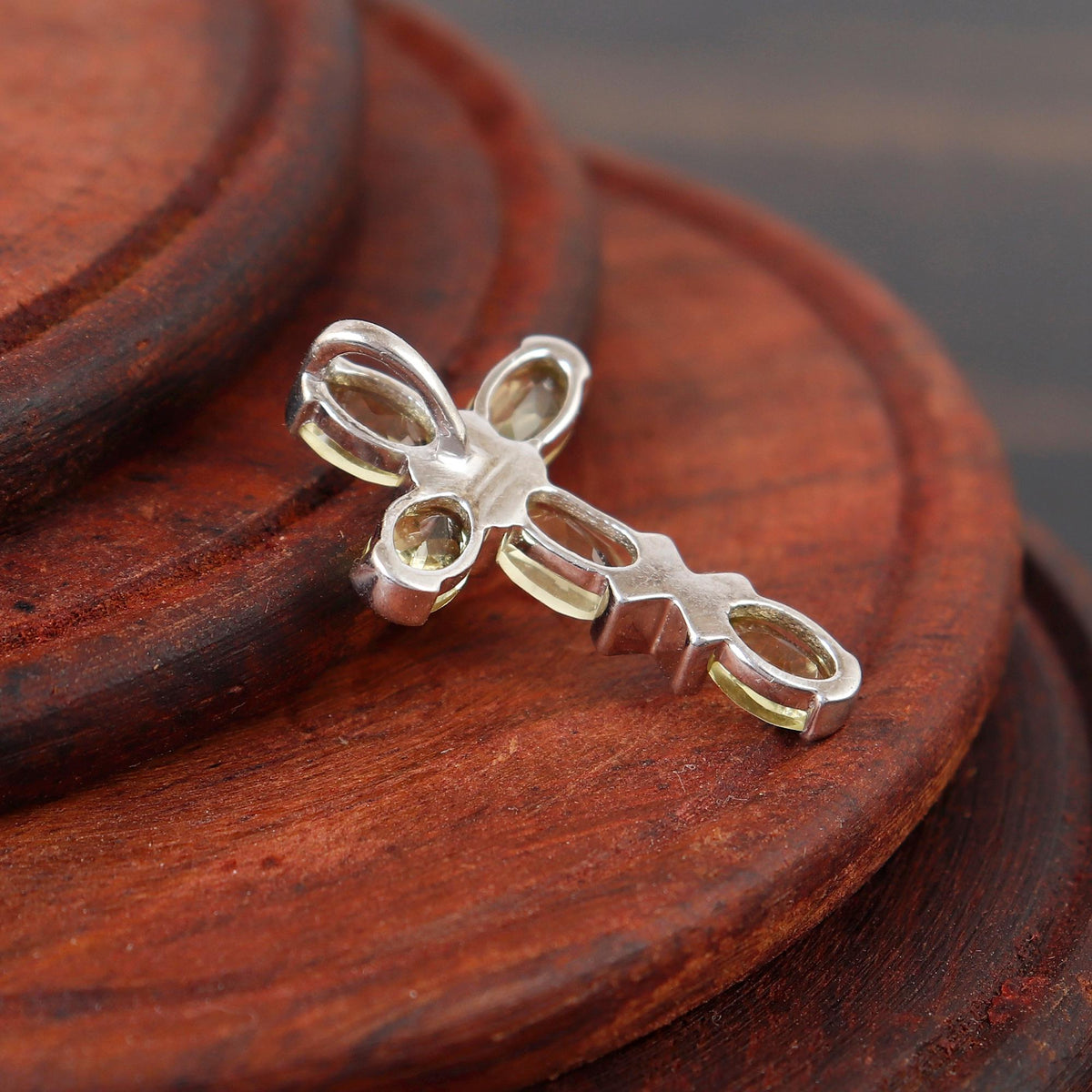 Lemon Topaz Sterling Silver Cross Pendant: Holy Cross Handmade Necklace