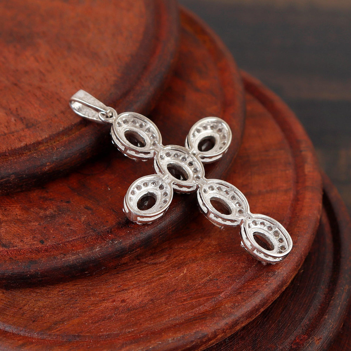 Smoky Quartz Handmade Necklace Silver Holy Cross Jewelry