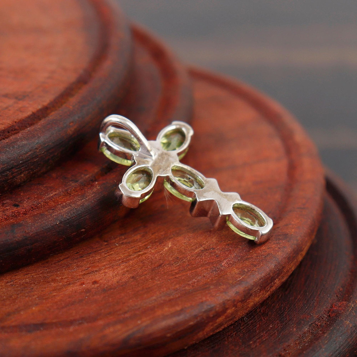 Peridot Sterling Silver Cross Pendant: Holy Cross Handmade Necklace