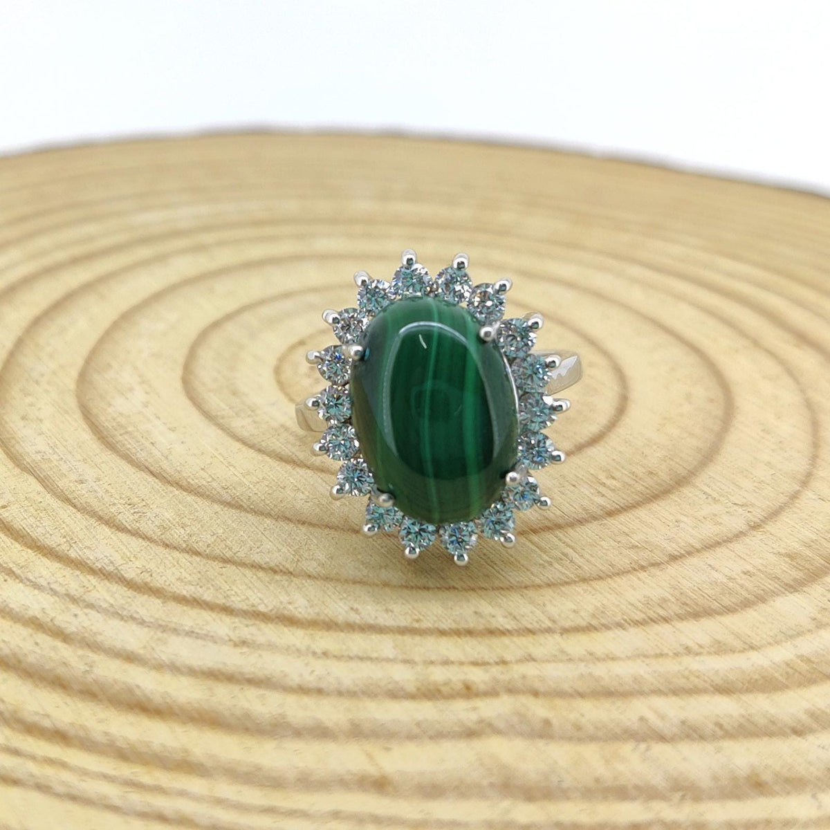 Malachite Ring: Sterling Silver Handmade Statement Jewelry Christmas Gift