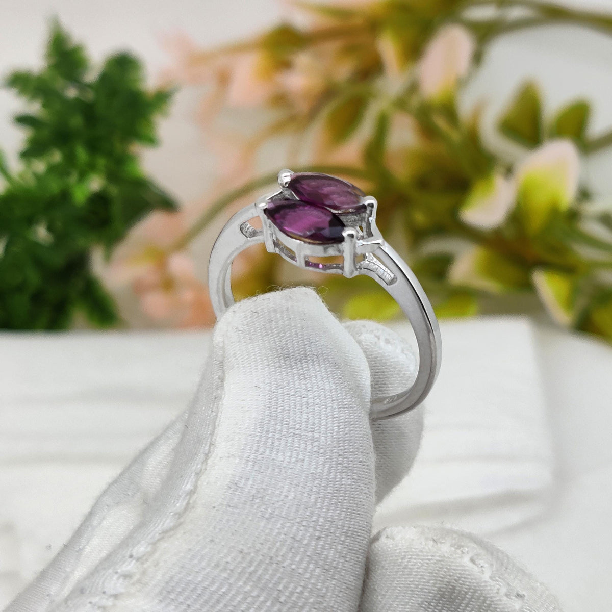 Natural Rhodolite Ring: Silver Handmade Artisan ring, Gifts For Her