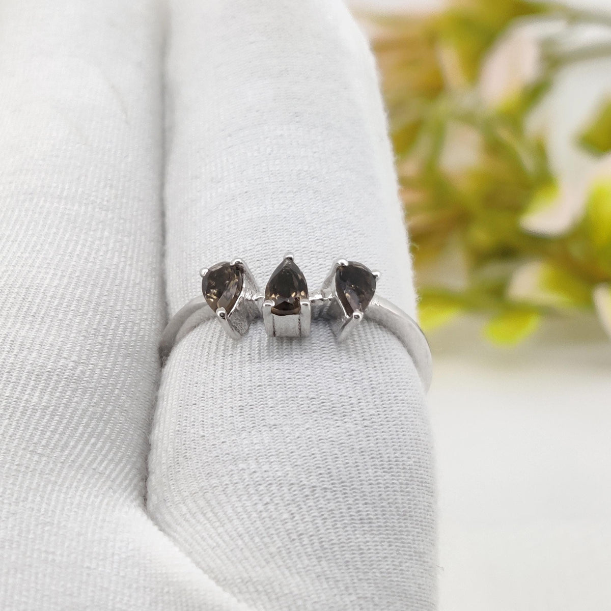 Smoky Quartz Ring: 925 Sterling Silver Statement Ring for Women