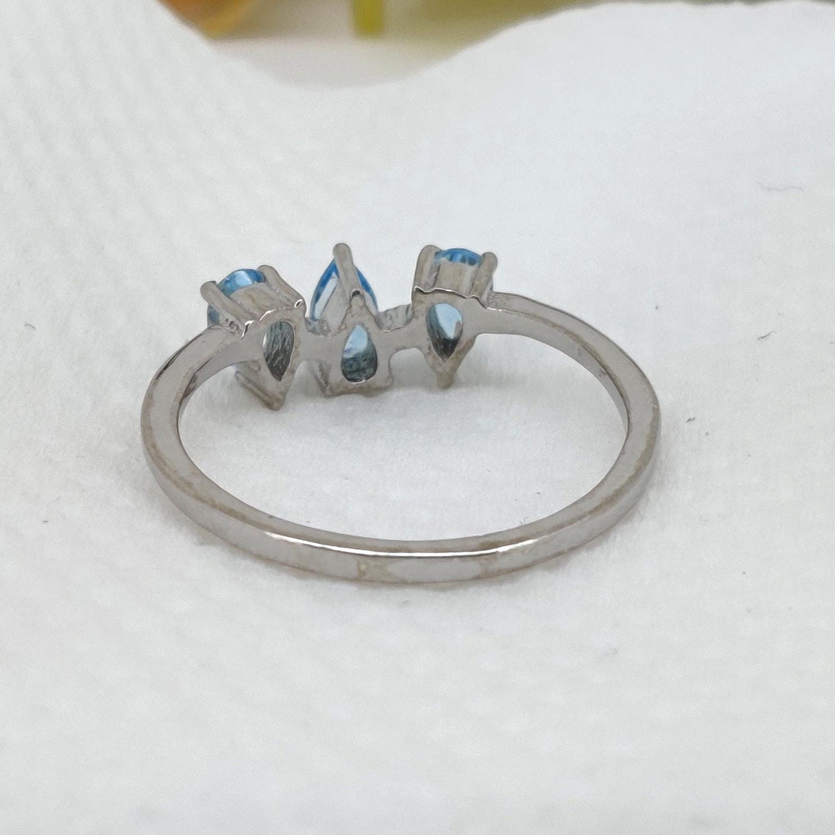 925 Silver Blue Topaz Ring: Pear Cut December Gift for her