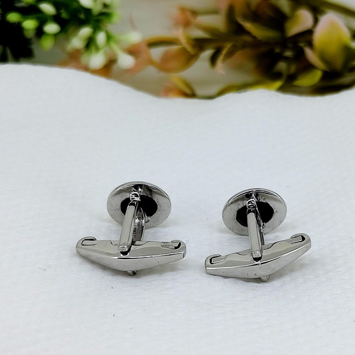 Handmade Ruby Star Cufflinks, Sterling Silver Oval Gemstone