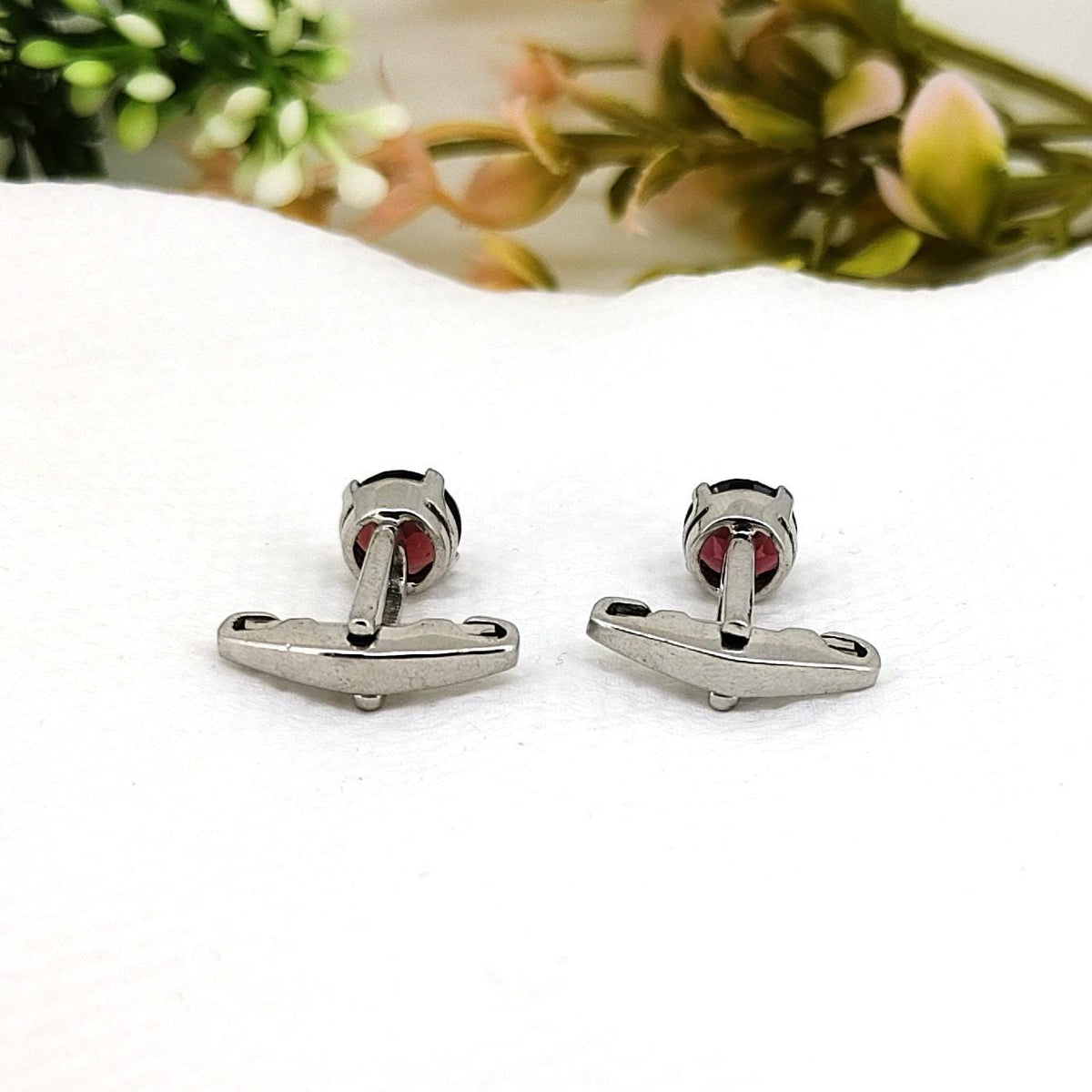 Garnet Sterling Silver Cufflinks, January Birthstone Gift for Him, Handmade Men's Jewelry