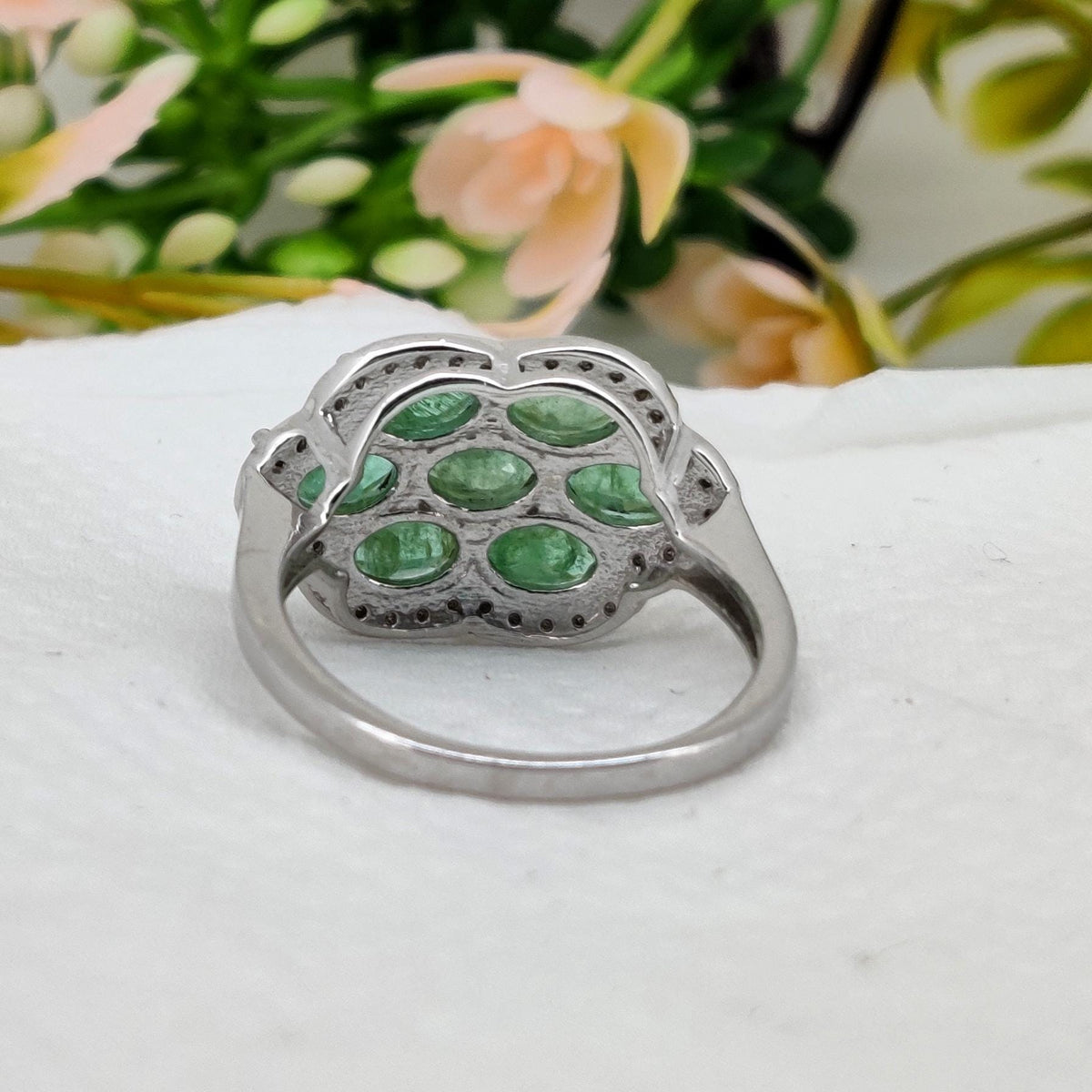 Natural Emerald Sterling Silver Ring: May Birthstone Handmade Gemstone Jewelry