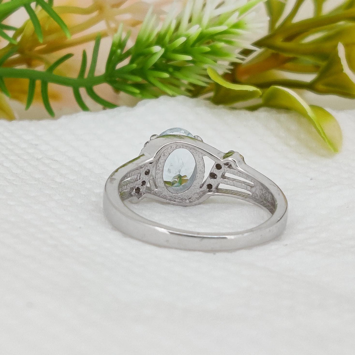 Handmade Aquamarine Stacking Ring, Unique Style Silver Gemstone Anniversary Gift