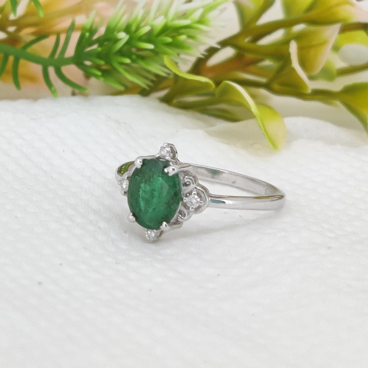 Natural Emerald Ring Handmade 925 Sterling Silver, May Birthstone Gift