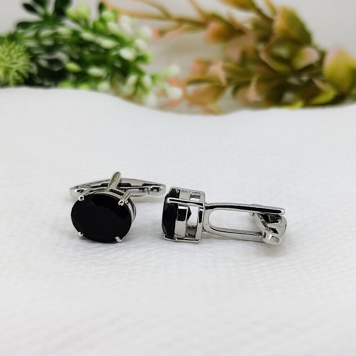 Handmade Black Onyx Sterling Silver Cufflinks – Oval Gemstone Jewelry