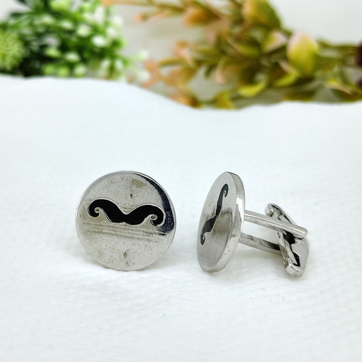 Mustache 925 Solid Sterling Silver Meena Cufflinks- Unique Handmade Cufflinks- Suit Accessories- Anniversary Gift