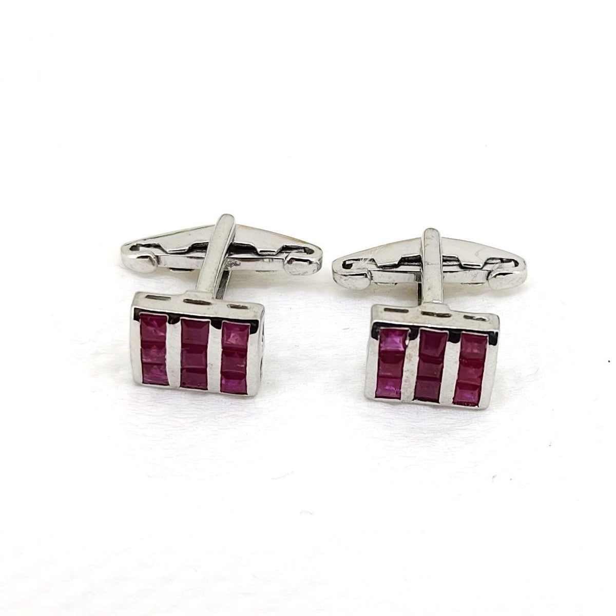 Handmade Ruby Cufflinks 925 Sterling Silver Men's Wedding & Anniversary Jewelry