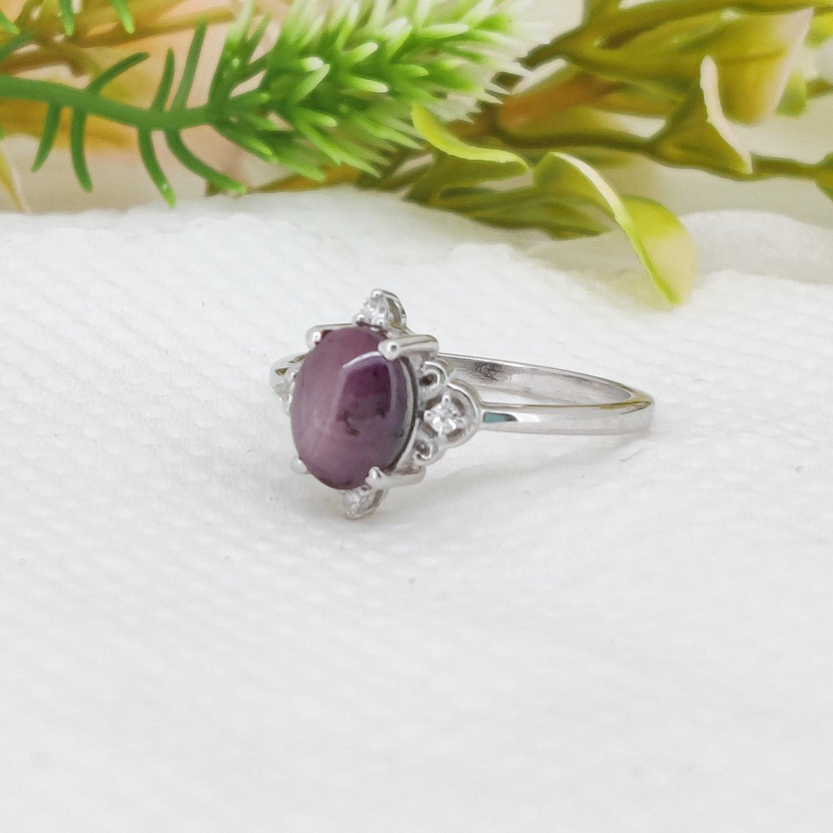 Ruby Star Gemstone Ring, Handmade Sterling Silver Statement Jewelry
