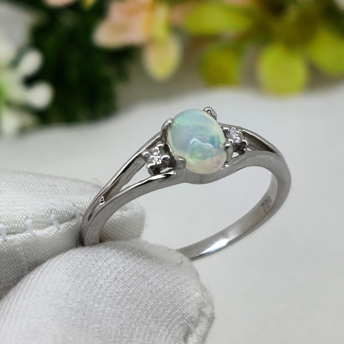 Natural Ethiopian Opal Silver Ring, Handmade Gemstone Birthstone Rings