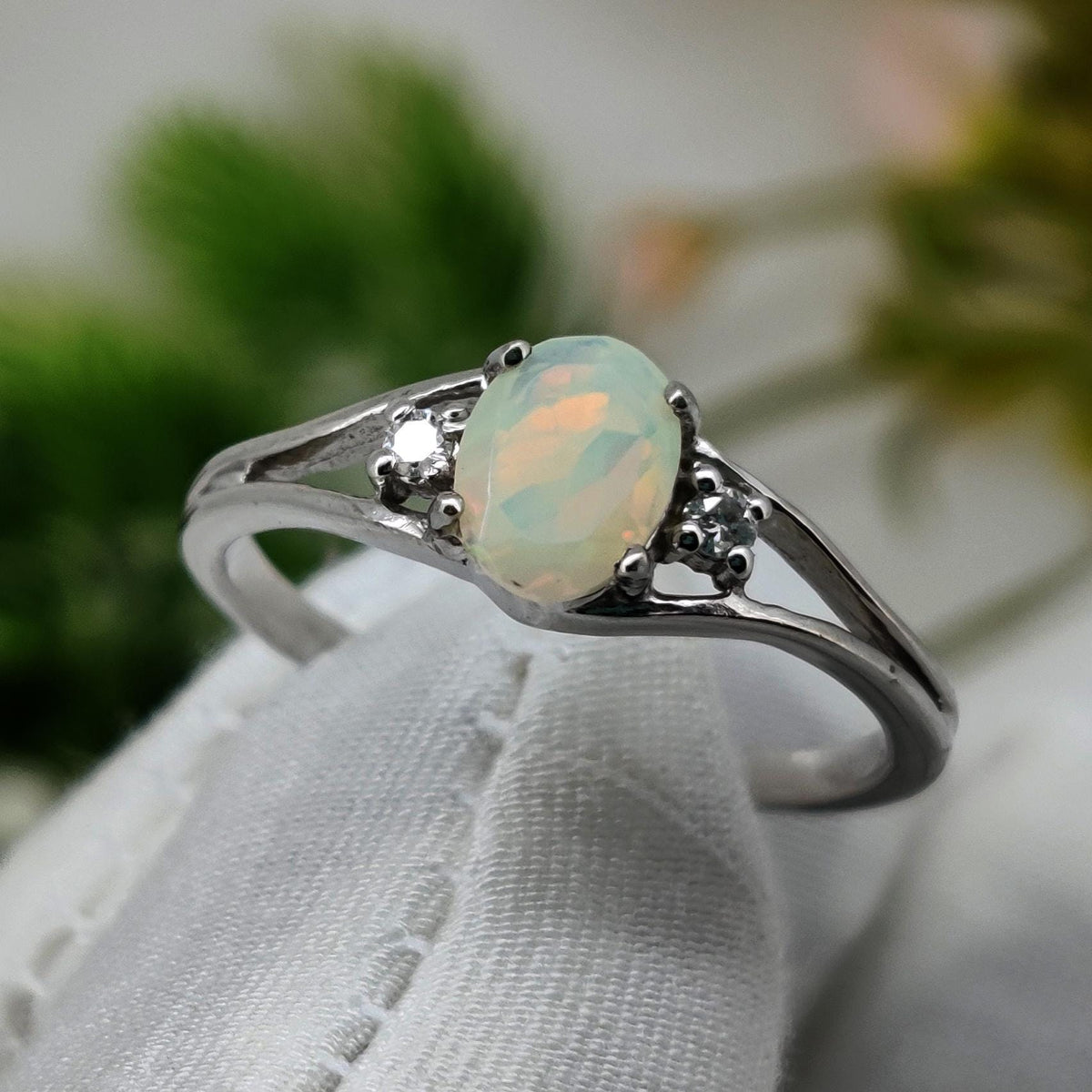 Ethiopian Opal Cut Sterling Silver Ring, Handmade Gemstone Unique Anniversary Gift for Her