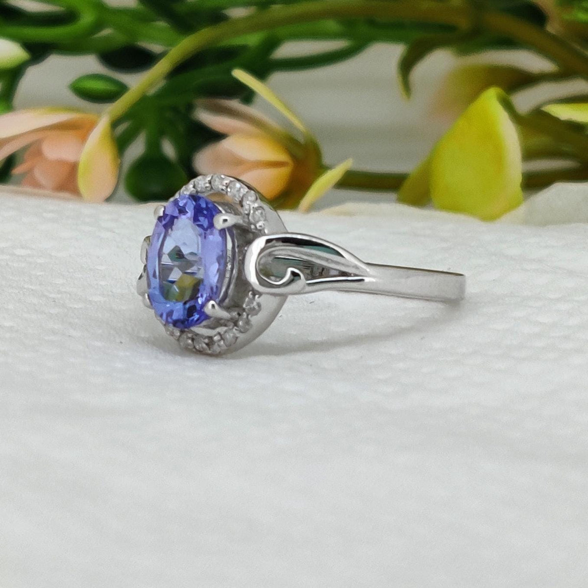 Natural Tanzanite Ring 925 Sterling Silver Gemstone Stacking Band, Tanzanite Jewelry, December Birthstone