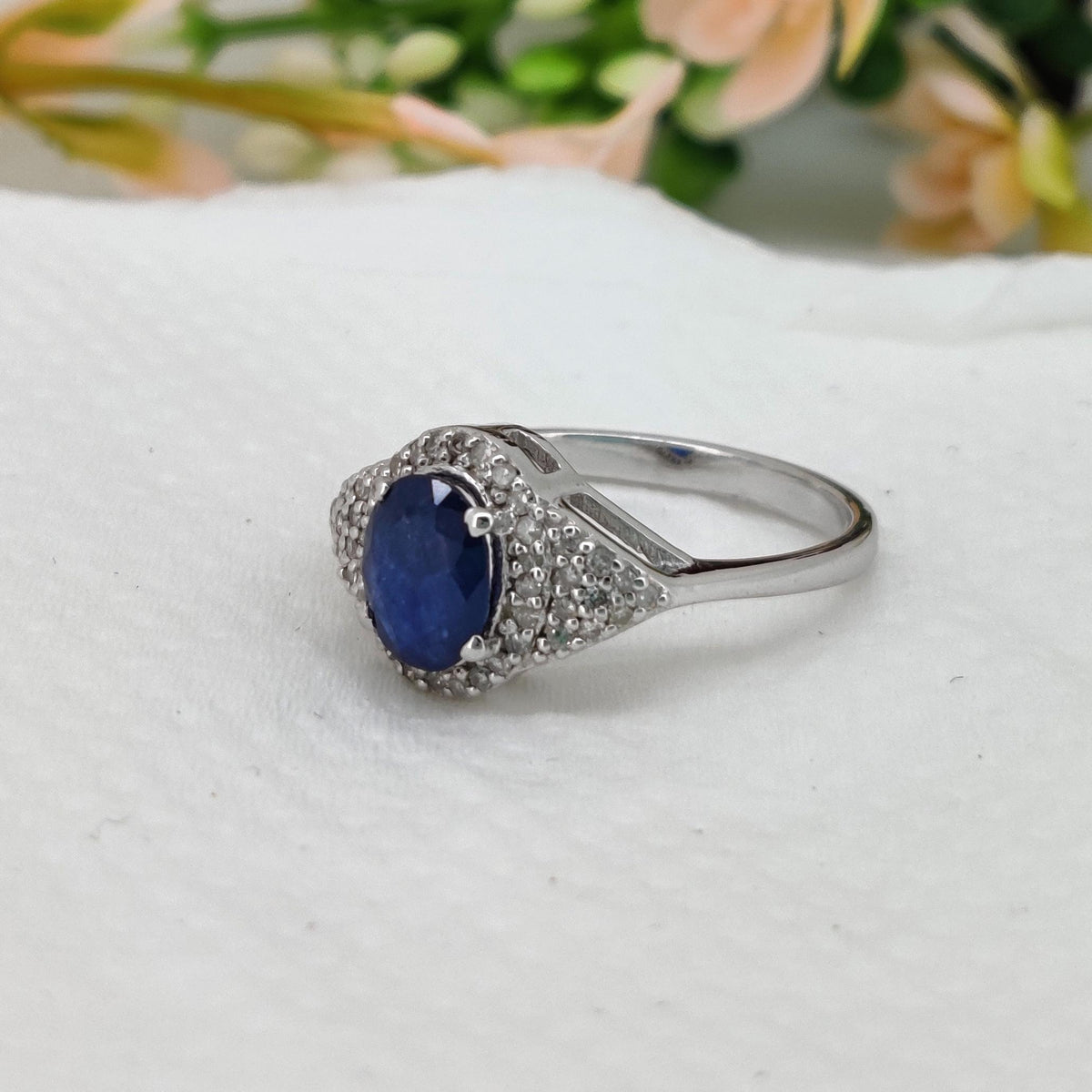 Blue Sapphire Ring, 925 Sterling Silver Handmade Ring, September Birthstone Jewelry for Her