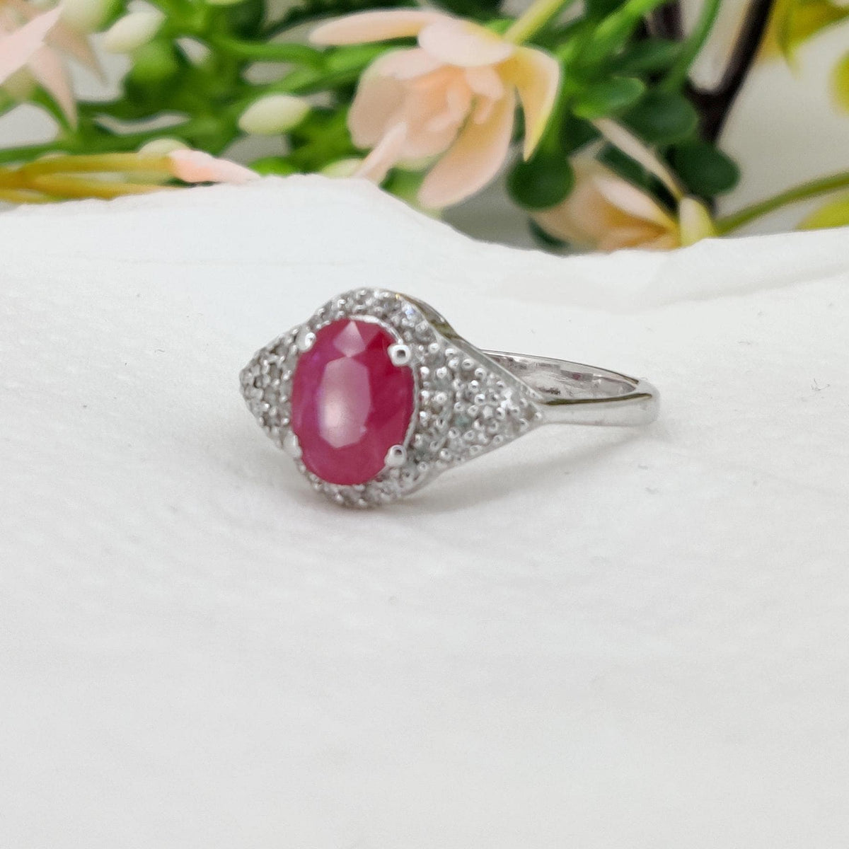Ruby Silver Ring, Handmade Gemstone Jewelry, July Birthstone Ring, Boho Gift for Her