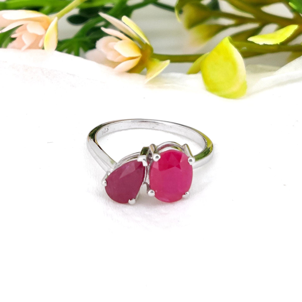 Ruby Sterling Silver Ring, Minimalist Stackable Band, July Birthstone Jewelry, everyday stack ring