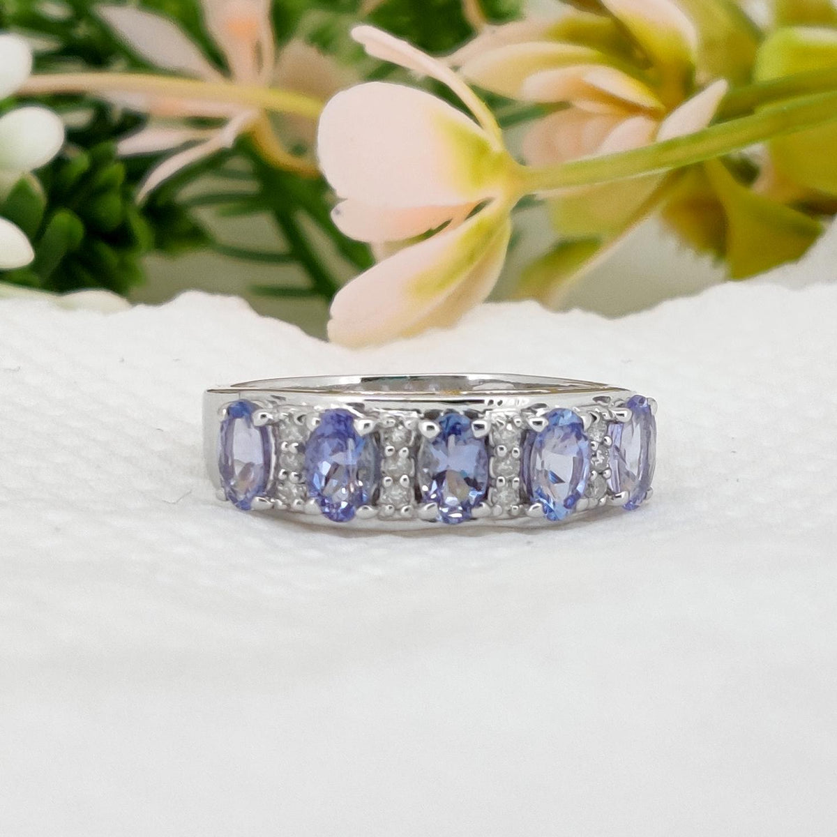 Oval Natural Tanzanite Sterling Silver Ring, December Birthstone Jewelry