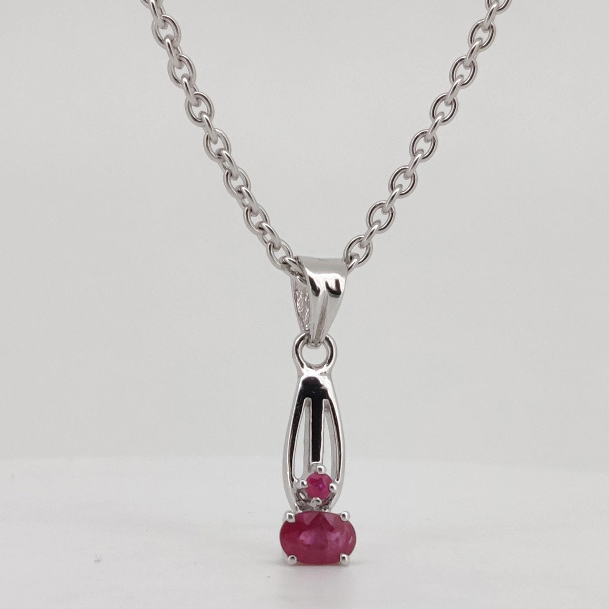 Natural Ruby Pendant, Sterling Silver Necklace, Ruby Jewelry, July Birthstone, Anniversary Gift