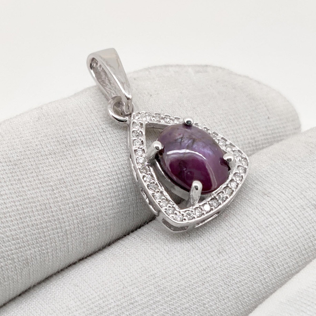 Oval Star Ruby Pendant, Sterling Silver July Birthstone Jewelry