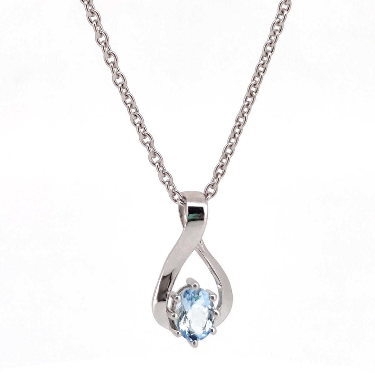 Aquamarine Oval Cut Pendant, Sterling Silver March Birthstone Jewelry Gift For Her
