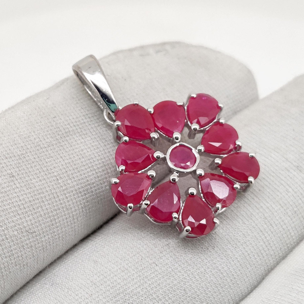 Natural Ruby Pendant, Handmade Sterling Silver Pear Stone Ruby Necklace, July Birthstone Jewelry