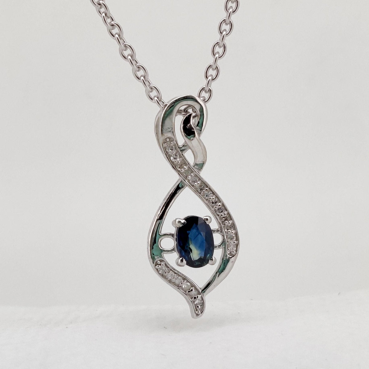 Blue Sapphire Minimalist Pendant, Handmade Sterling Silver Necklace, Sapphire Jewelry, September Birthstone, Anniversary Gift