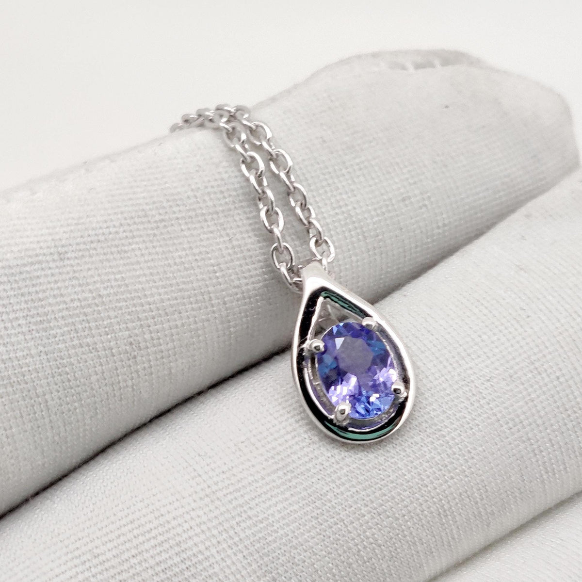 Oval Tanzanite Pendant, 925 Sterling Silver Teardrop Necklace, December Birthstone Gift