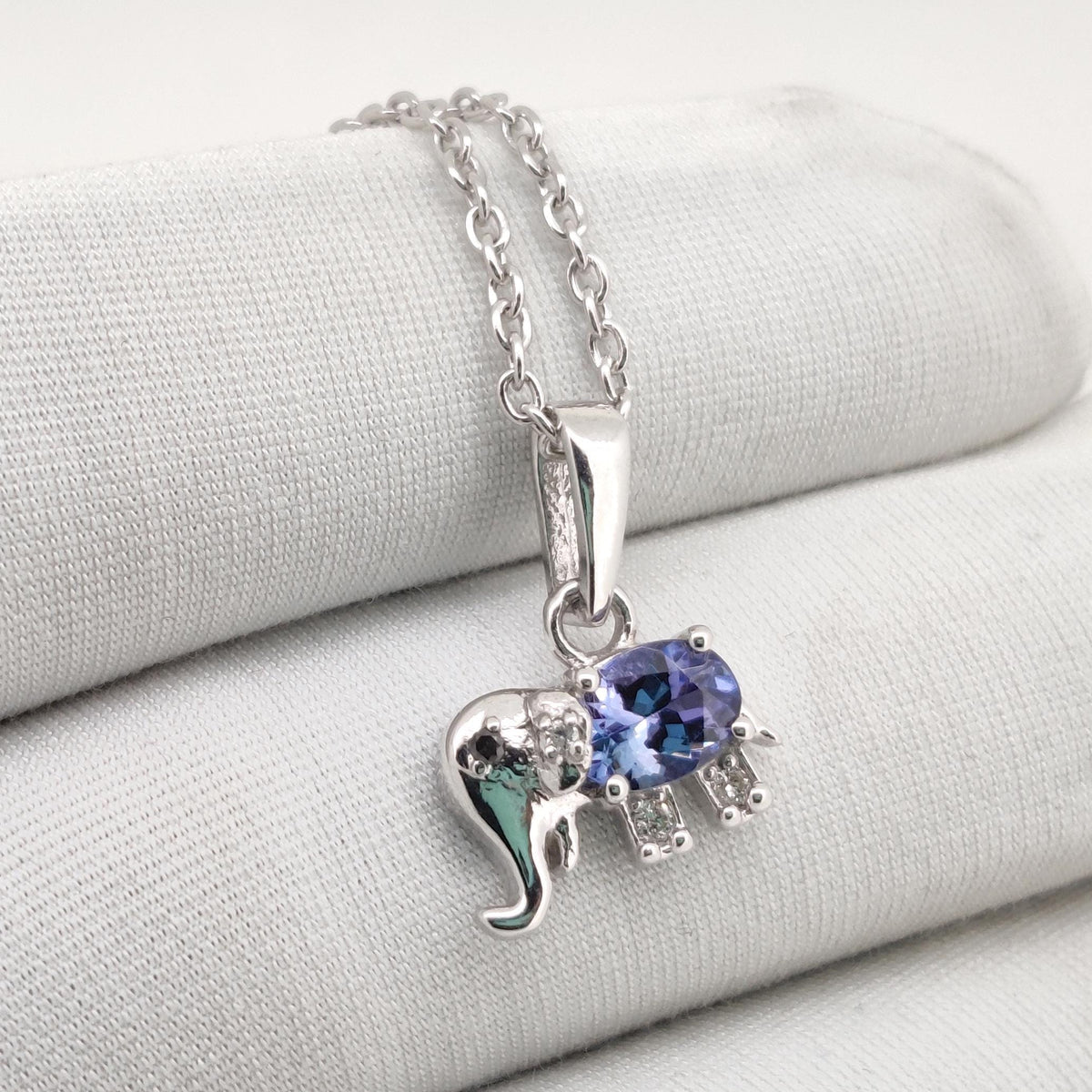 Natural Tanzanite Elephant Pendant 925 Sterling Silver, December Birthstone Jewelry