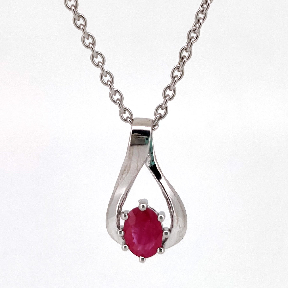Ruby Oval Cut Pendant, Sterling Silver July Birthstone Jewelry, Wedding Gift For Her