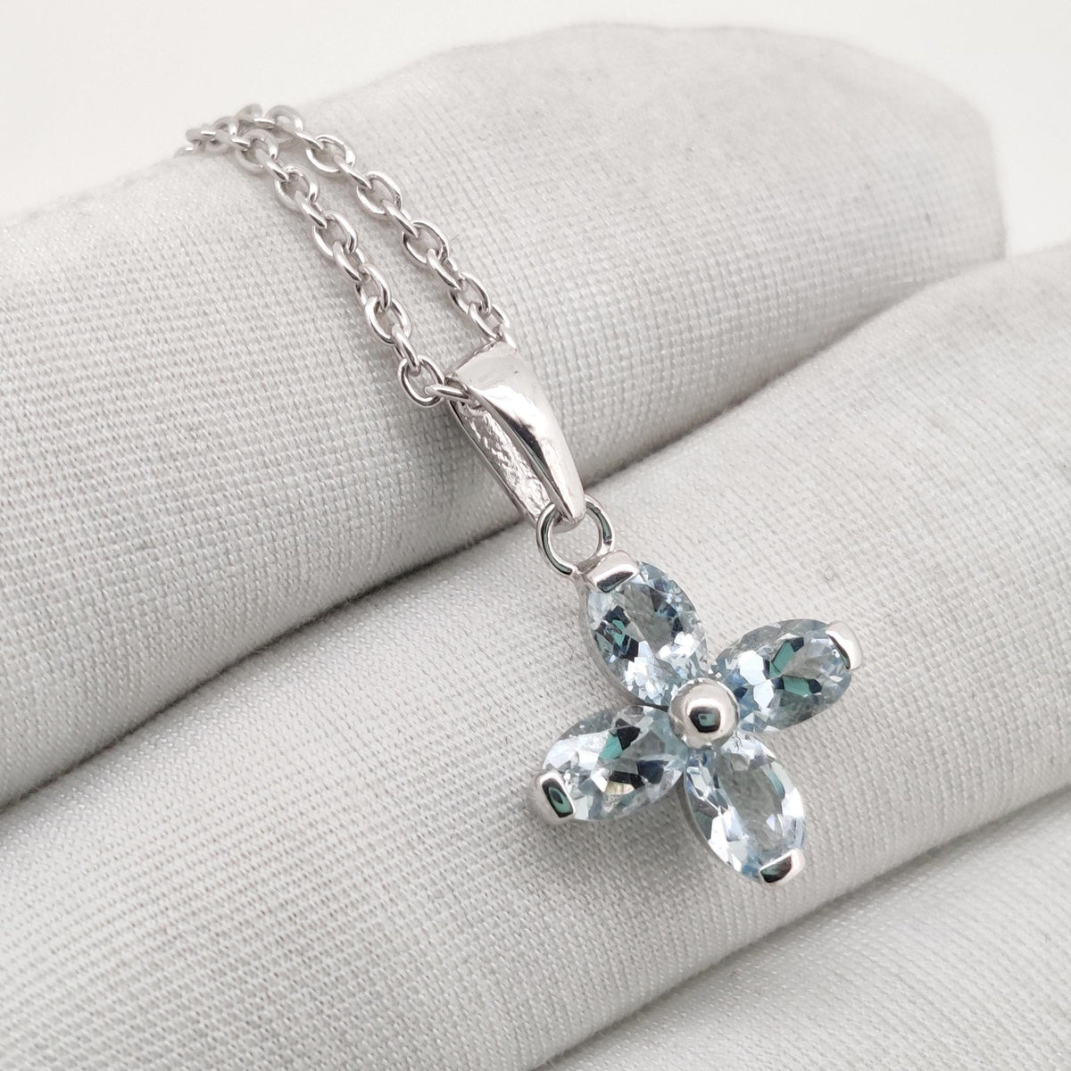 Sterling Silver Oval Cut Aquamarine Pendant, December Birthstone Jewelry