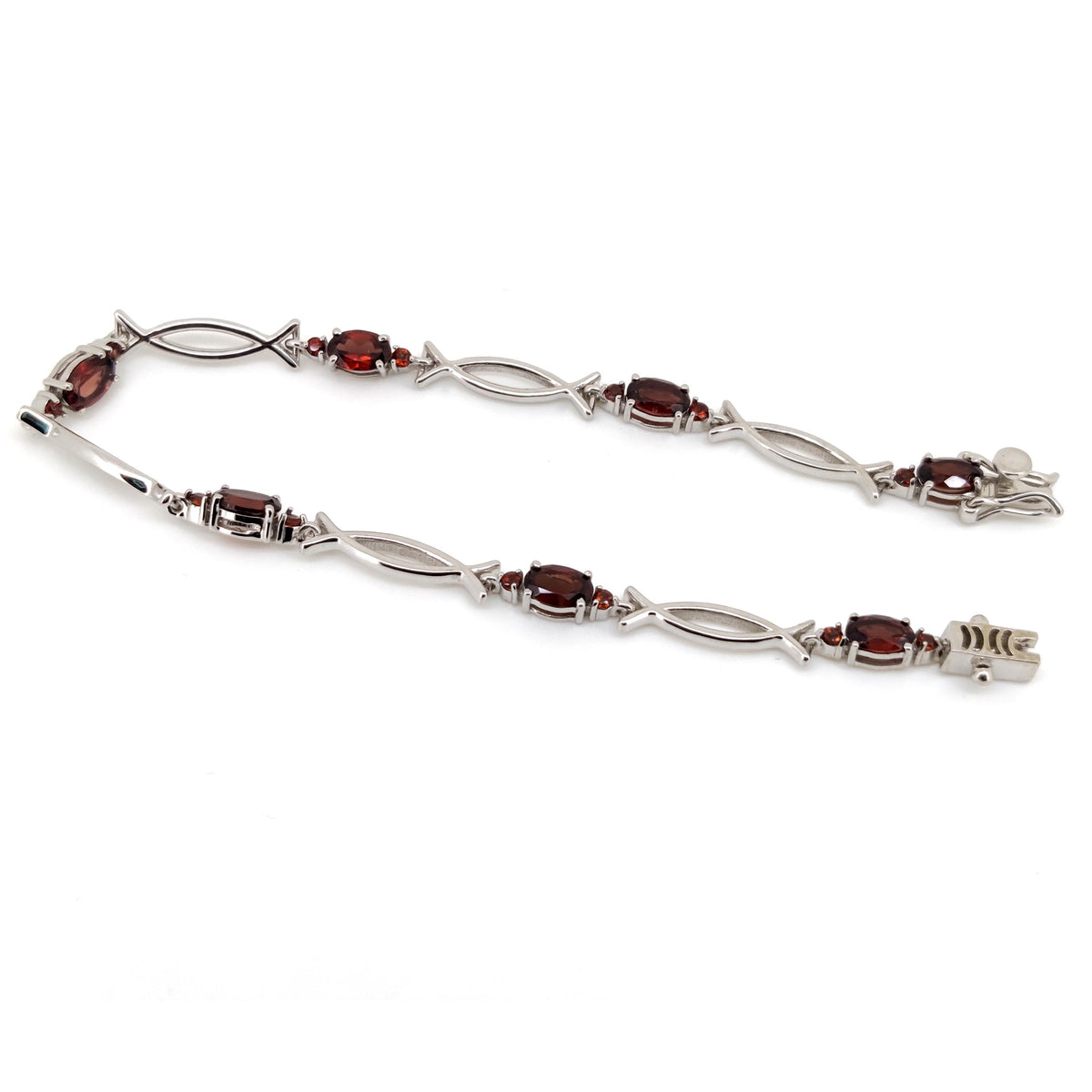 Garnet Tennis Bracelet: Sterling Silver January Birthstone Jewelry, Anniversary Gift
