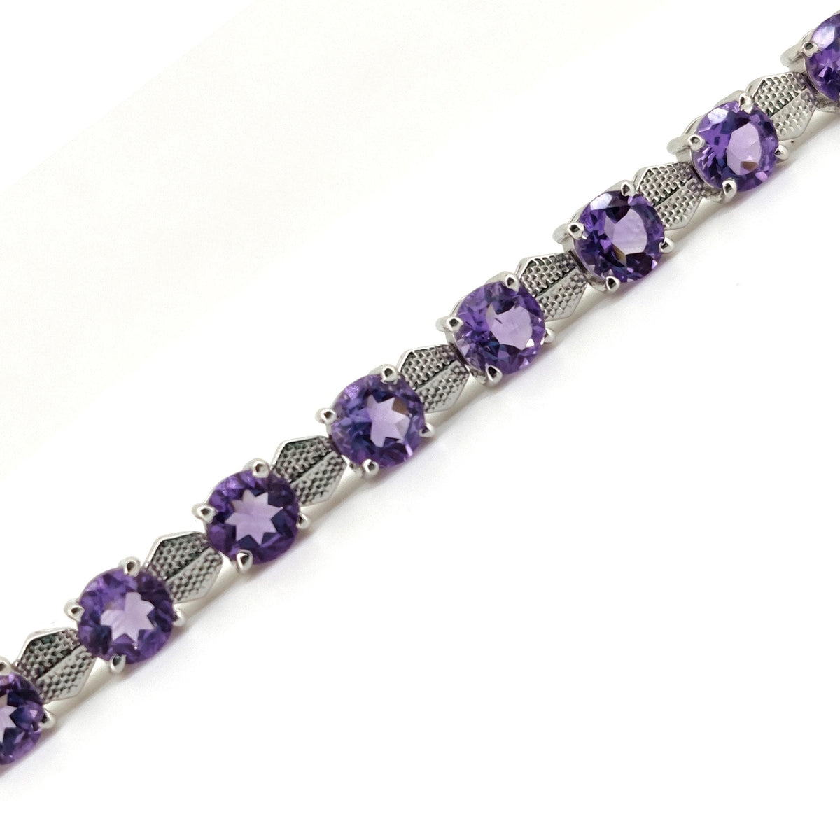 Natural Amethyst Tennis Bracelet, 925 Sterling Silver, Round Cut, February Birthstone, Wedding Jewelry