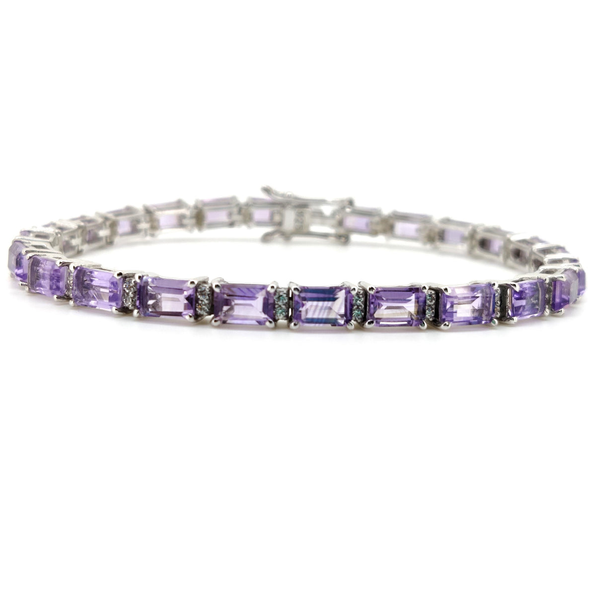 Amethyst Octogen Cut Tennis Bracelet, 925 Sterling Silver, Amethyst Jewelry