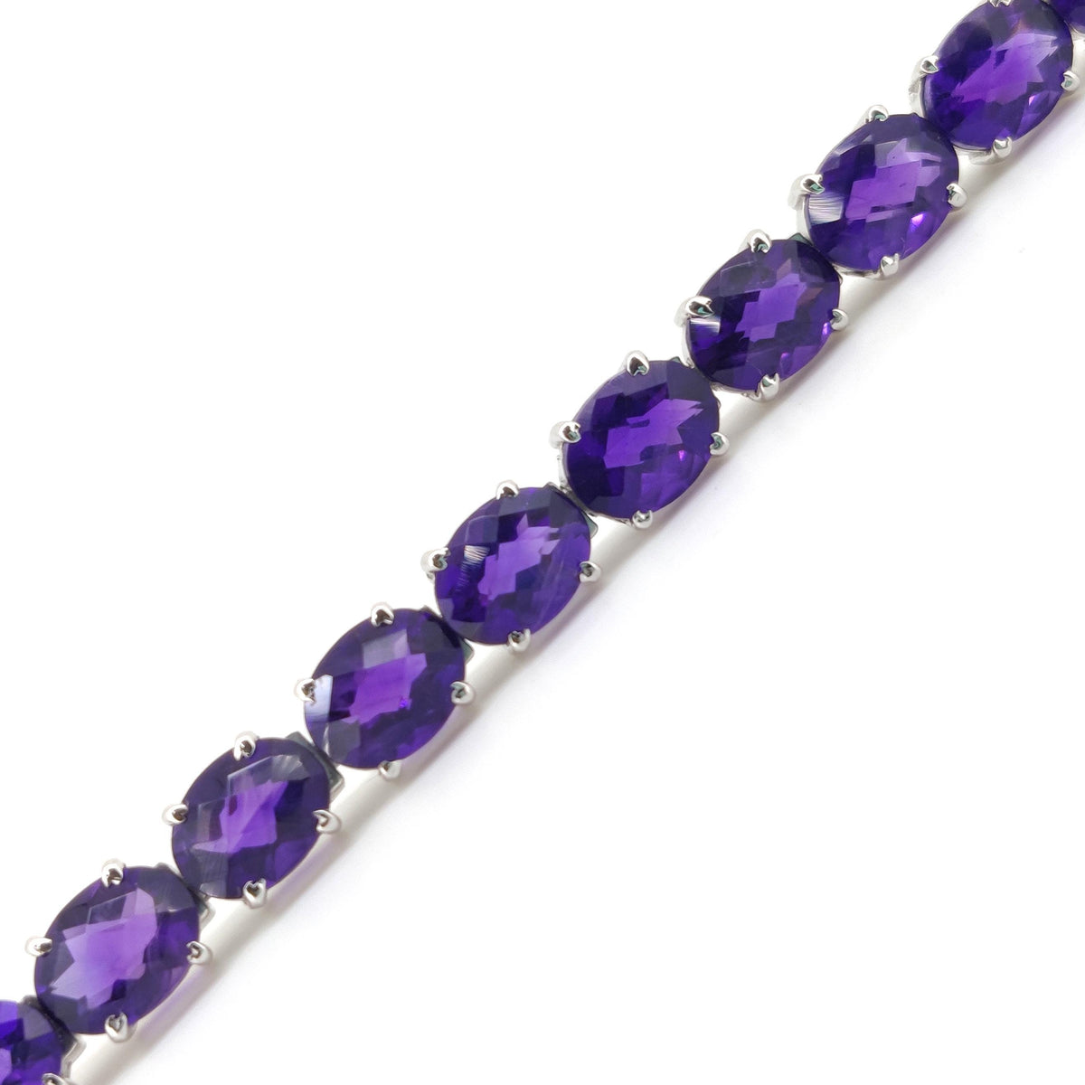 Genuine Amethyst Bracelet-925 Sterling Silver- Amethyst Jewelry-Oval Purple Stone-February Birthstone, Tennis Bracelet-Anniversary Gift
