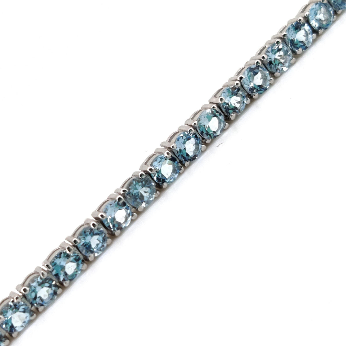 Dainty Blue Topaz Tennis Bracelet: Sterling Silver Minimalist December Birthstone Jewelry