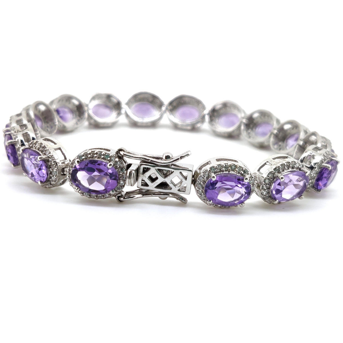 Oval Amethyst Tennis Bracelet, 925 Sterling Silver, February Birthstone, Handmade Jewelry